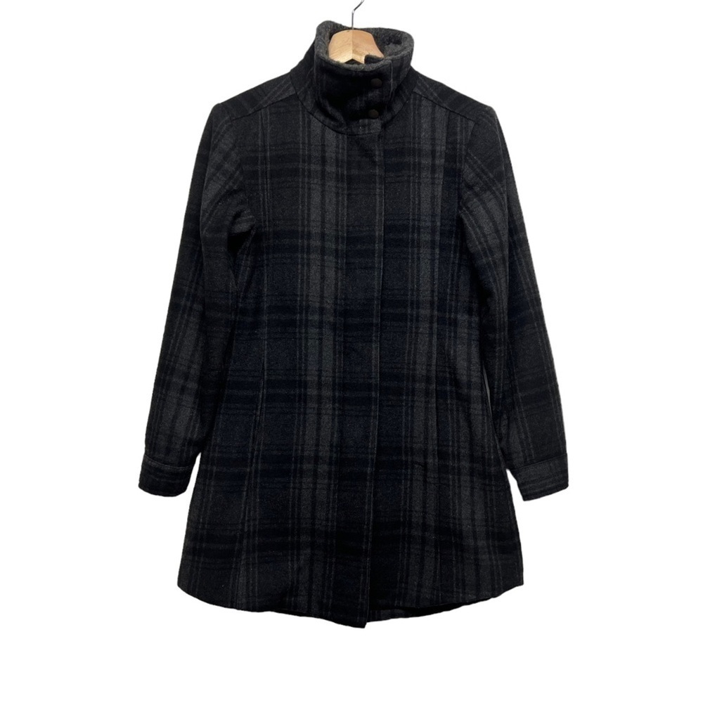 BRIDGE & BURN Gray Plaid Wool Coat - Picture 4 of 12
